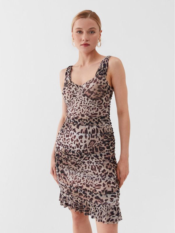 Guess Guess Коктейлна рокля W3YK0C KBBF2 Кафяв Slim Fit