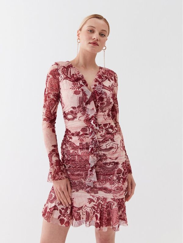 Guess Guess Коктейлна рокля W3YK27 KBAH2 Розов Slim Fit