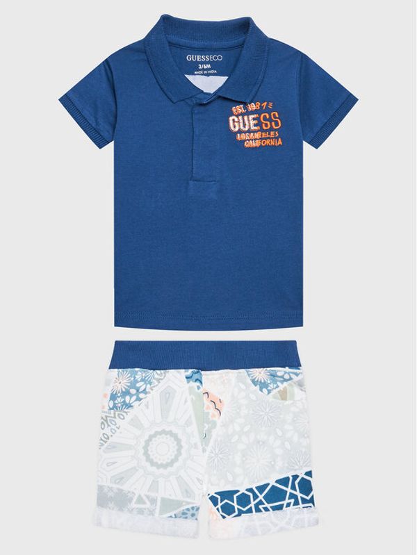 Guess Guess Комплект от тениска с яка и къси панталони I3GG03 K8HM3 Син Regular Fit