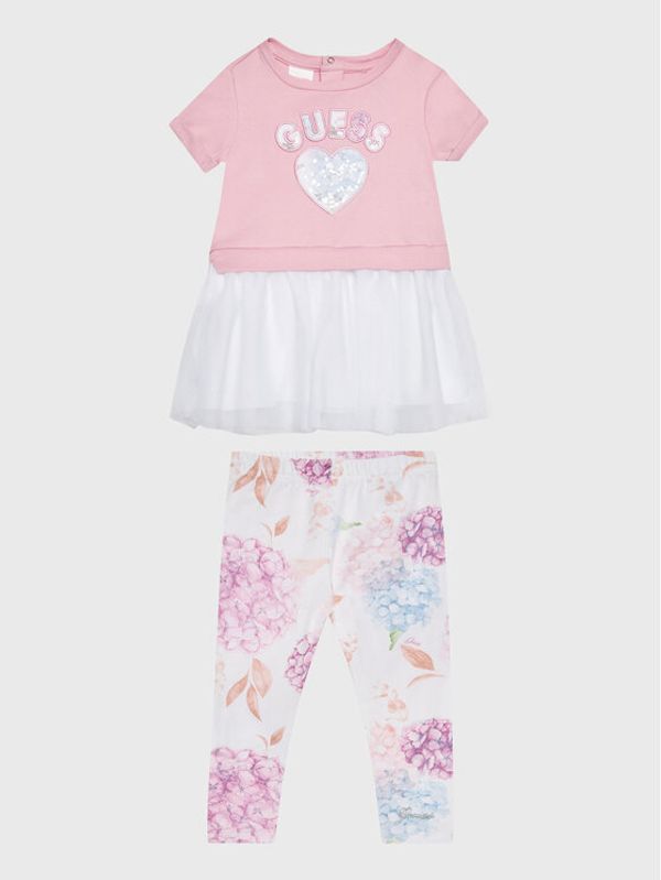 Guess Guess Комплект от тишърт и панталони A3RG17 KA6W3 Розов Regular Fit