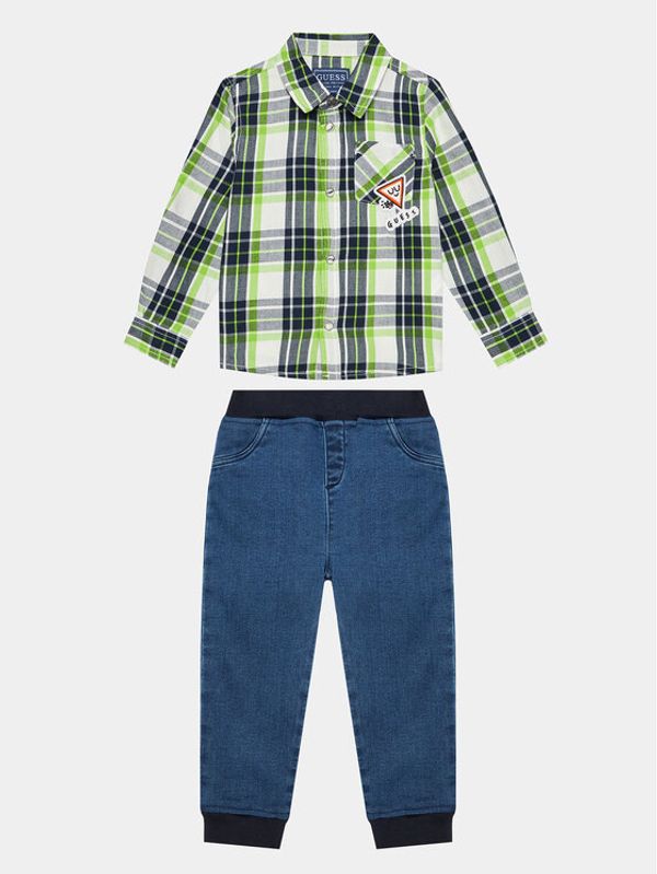 Guess Guess Комплект риза и платнени панталони I3YG16 WBHD0 Тъмносин Regular Fit