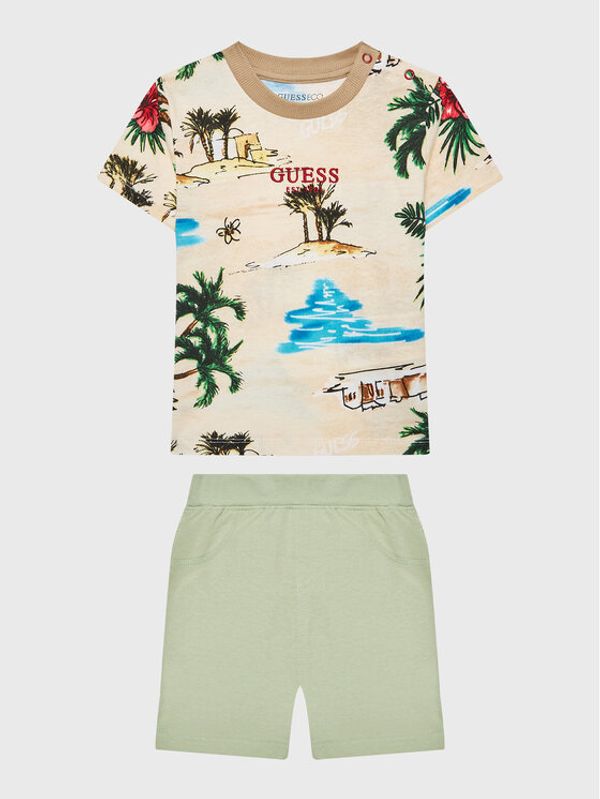 Guess Guess Комплект тишърт и спортни шорти I3GG07 K8HM3 Бежов Regular Fit