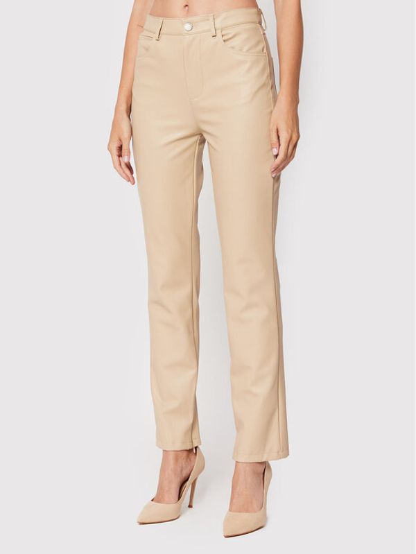 Guess Guess Панталони от имитация на кожа Caroline W2YB13 WERD0 Бежов Skinny Fit