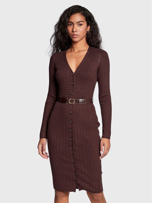 Guess Guess Плетена рокля Lena W2BK54 Z2YJ2 Кафяв Slim Fit