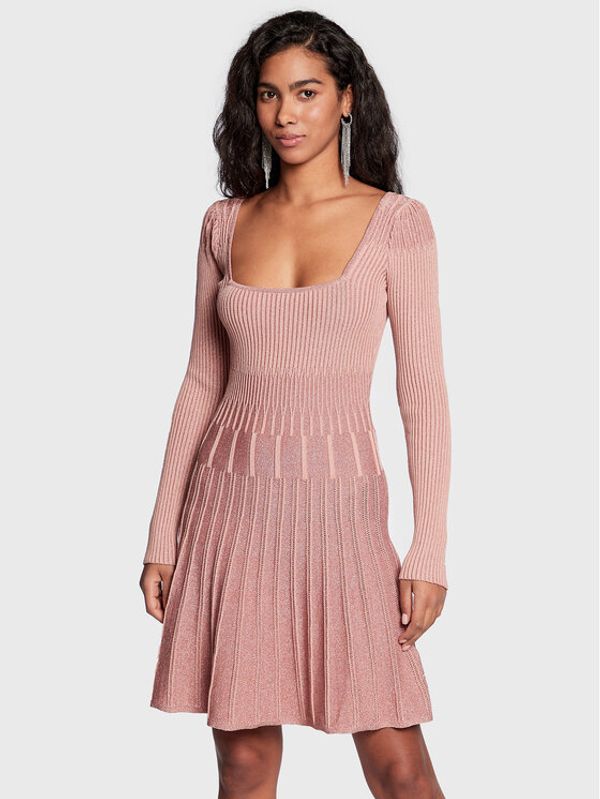 Guess Guess Плетена рокля W1BK91 Z2XV0 Розов Slim Fit