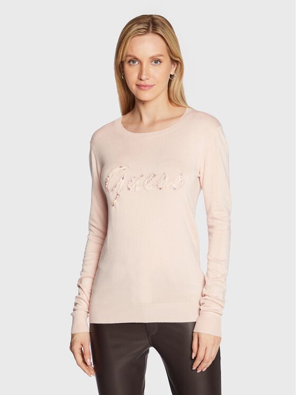 Guess Guess Пуловер Liliane W2BR51 Z2NQ2 Розов Slim Fit