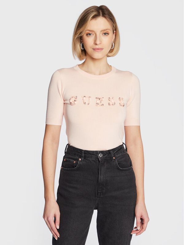 Guess Guess Пуловер W3RR46 Z2NQ2 Розов Slim Fit