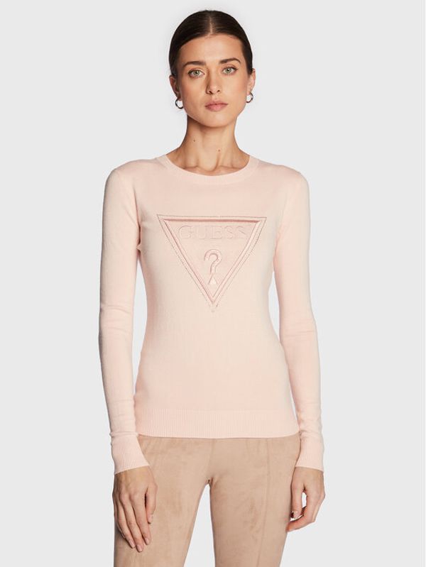 Guess Guess Пуловер W3RR48 Z2NQ2 Розов Slim Fit