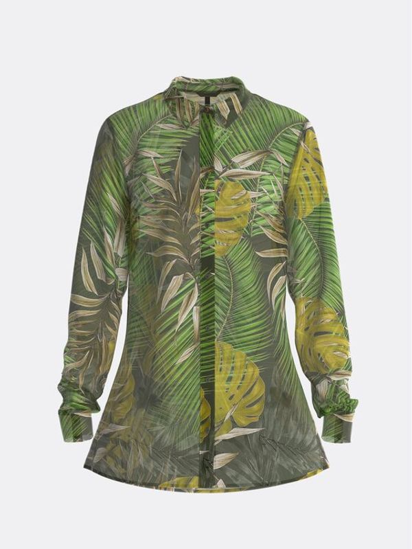 Guess Guess Риза Clouis W3GH97 WDW52 Зелен Regular Fit