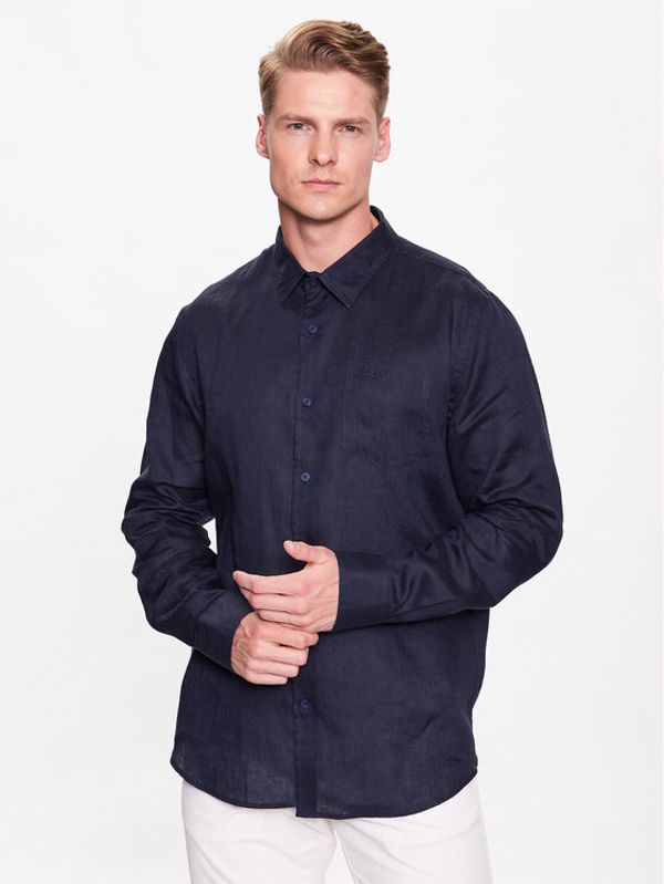 Guess Guess Риза Island M2YH44 WERX0 Тъмносин Slim Fit