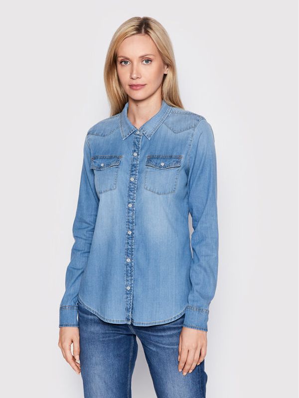 Guess Guess Риза W2GH75 D4NA1 Син Slim Fit