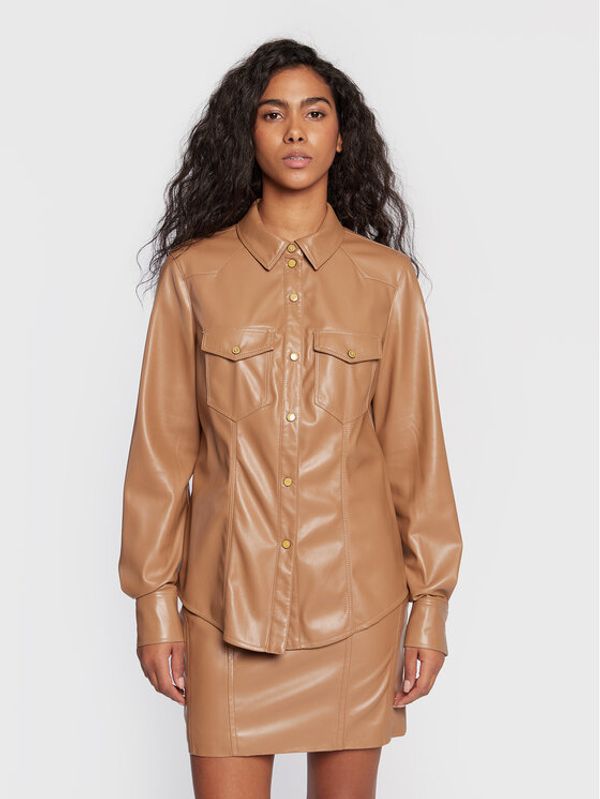 Guess Guess Риза W3RH10 WF8Q0 Кафяв Relaxed Fit