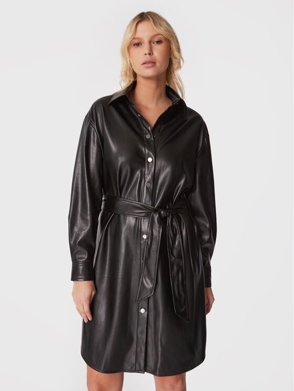 Guess Guess Рокля от имитация на кожа W3RK55 WF8Q0 Черен Regular Fit