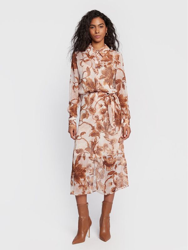 Guess Guess Рокля тип риза W3RK18 WDW52 Бежов Regular Fit