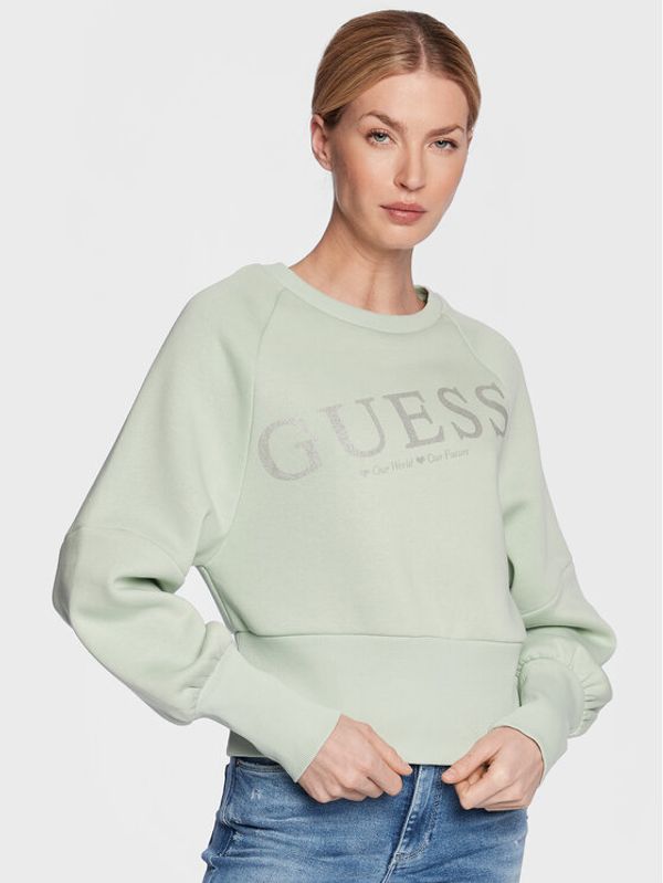 Guess Guess Суитшърт Agacia W3RQ11 KB683 Зелен Regular Fit