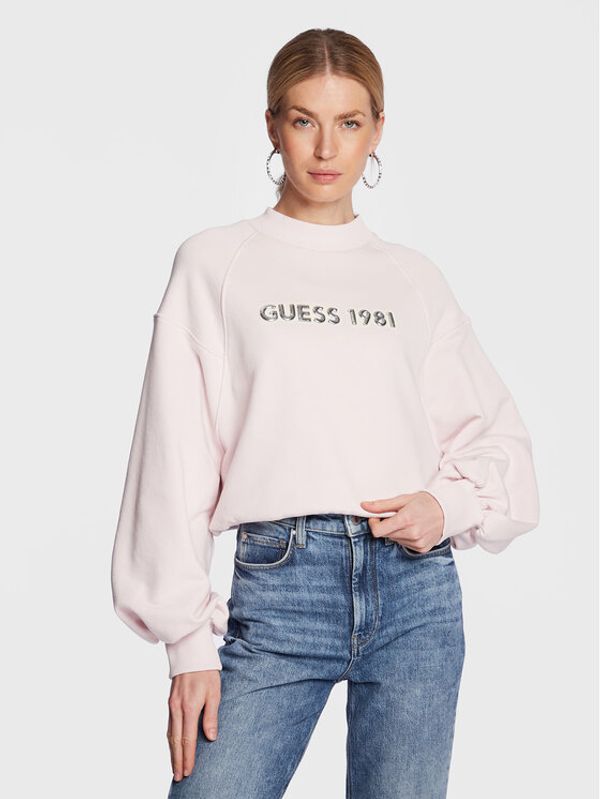Guess Guess Суитшърт Chela W3RQ06 KBK30 Розов Relaxed Fit