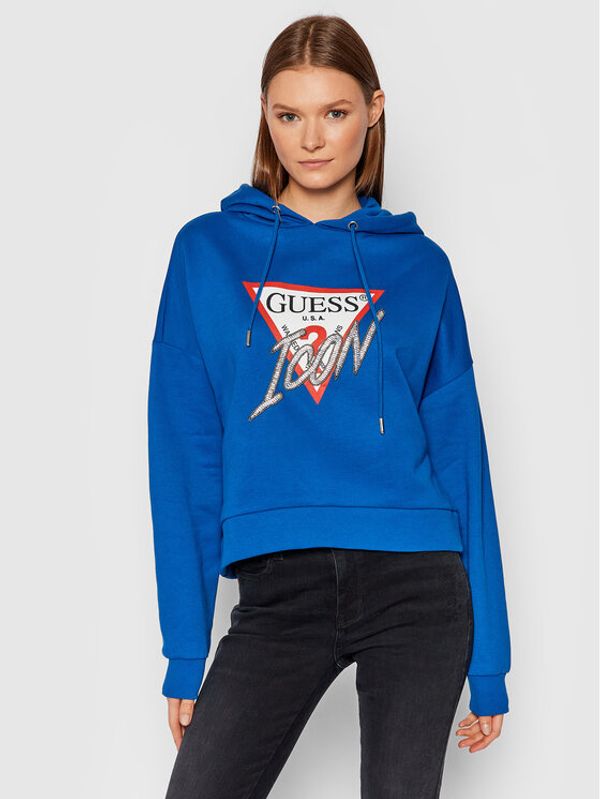 Guess Guess Суитшърт Icon W1BQ09 K68I1 Тъмносин Boxy Fit