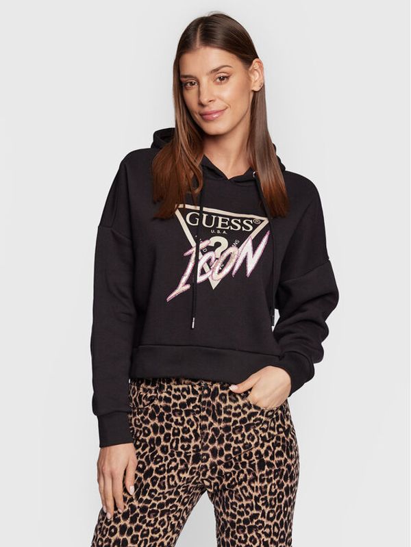Guess Guess Суитшърт Icon W3RQ03 KB683 Черен Regular Fit