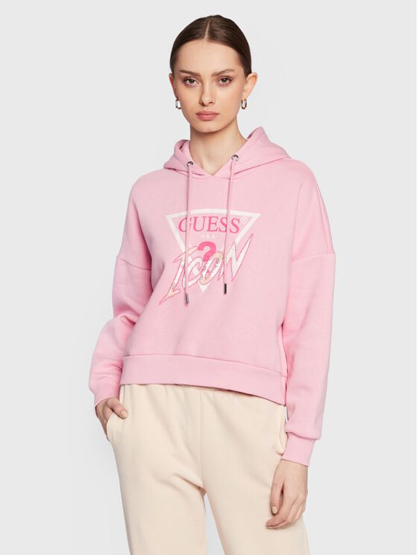 Guess Guess Суитшърт Icon W3RQ03 KB683 Розов Relaxed Fit
