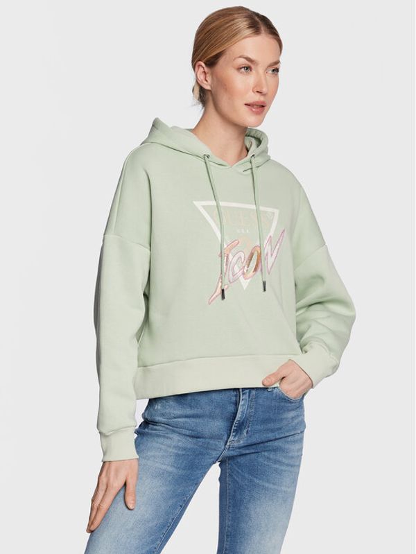 Guess Guess Суитшърт Icon W3RQ03 KB683 Зелен Relaxed Fit