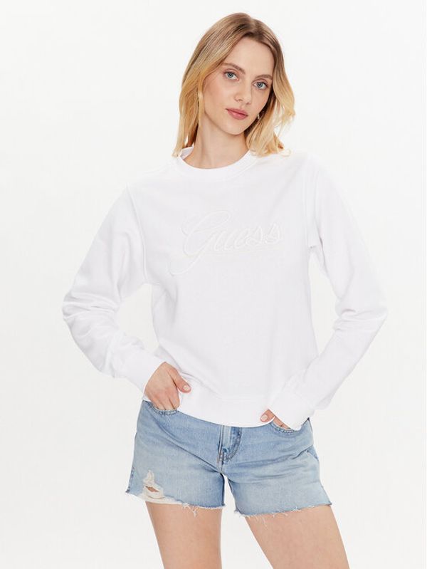 Guess Guess Суитшърт Logo Script W3GQ12 KBK32 Бял Regular Fit