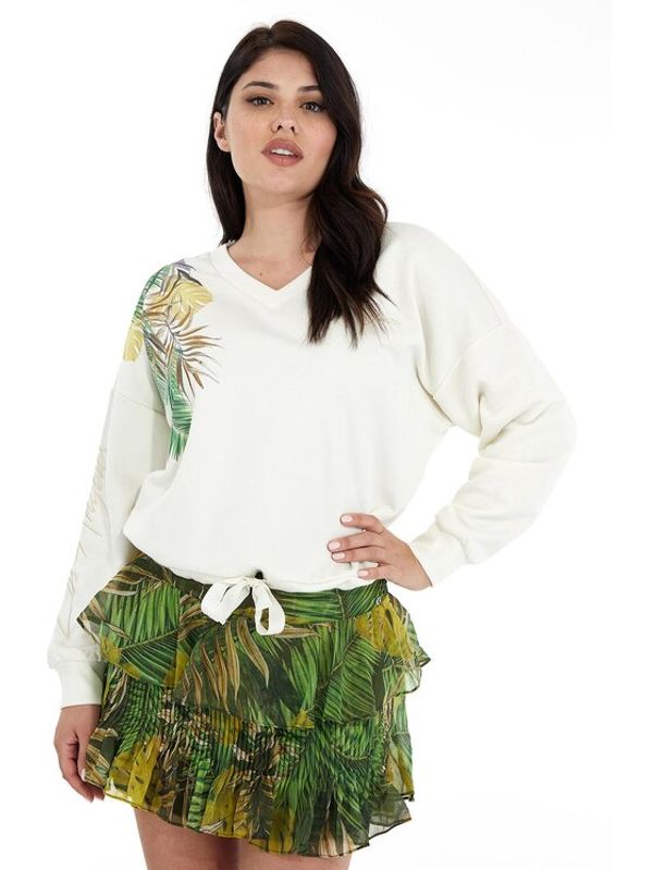 Guess Guess Суитшърт Palm W3GQ16 K8802 Екрю Relaxed Fit