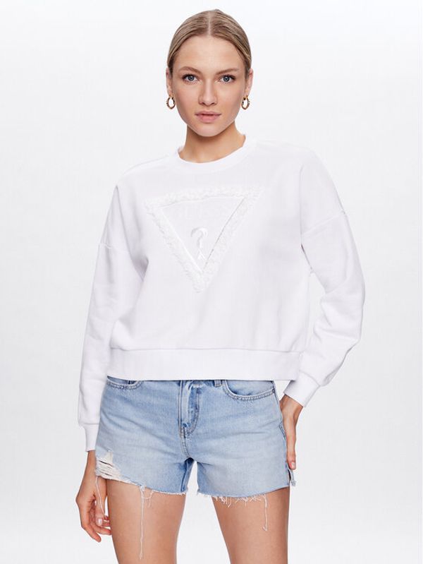 Guess Guess Суитшърт Petal Traingle W3GQ18 KBKM0 Бял Relaxed Fit