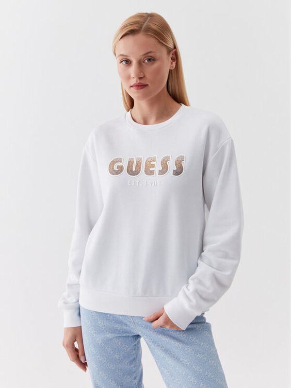 Guess Guess Суитшърт W3YQ13 K8802 Бял Relaxed Fit