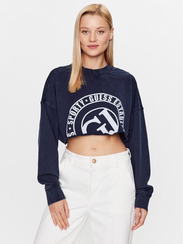 Guess Guess Суитшърт Washed V3YQ13 K68I0 Тъмносин Regular Fit