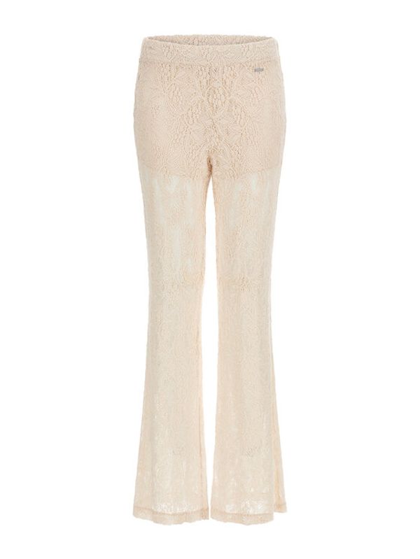 Guess Guess Текстилни панталони Afrah W3GB04 KBP90 Екрю Regular Fit