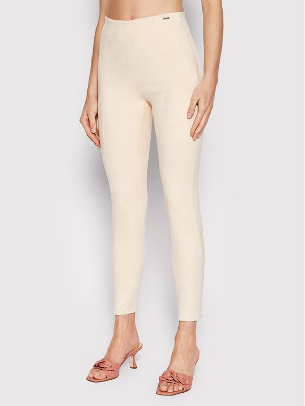 Guess Guess Текстилни панталони W1YB90 WE0L0 Бежов Slim Fit