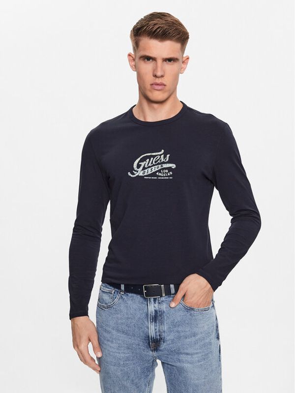 Guess Guess Тениска с дълъг ръкав M3YI29 J1314 Тъмносин Slim Fit