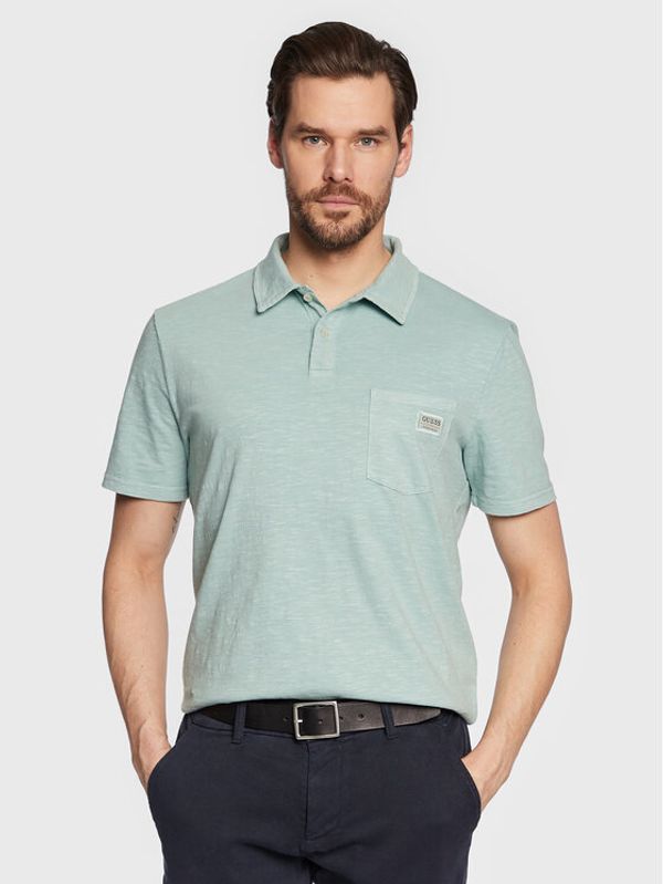 Guess Guess Тениска с яка и копчета Criofan M3RP19 KBL31 Зелен Regular Fit