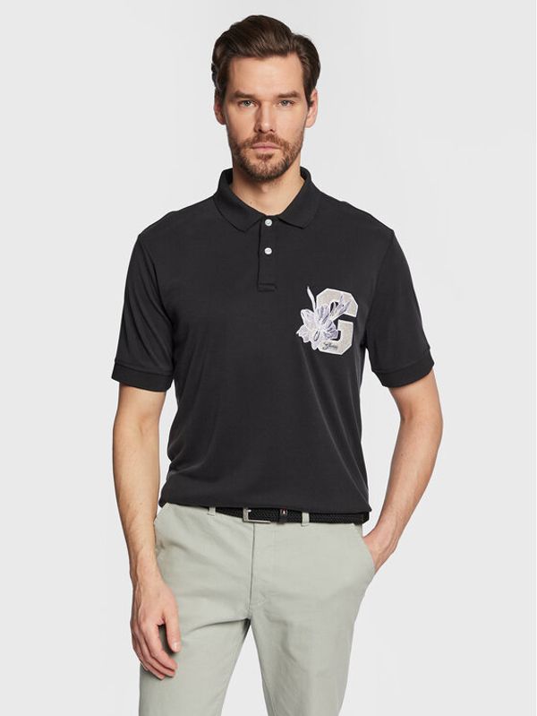 Guess Guess Тениска с яка и копчета Flower M3GP11 KBQ70 Черен Regular Fit