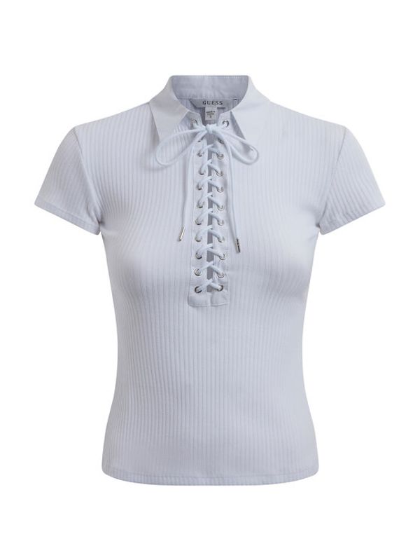 Guess Guess Тениска с яка и копчета Jordan W3GP24 K86Z2 Бял Slim Fit