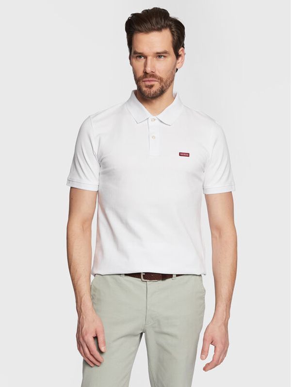 Guess Guess Тениска с яка и копчета Lyle M3GP60 K7O64 Бял Slim Fit