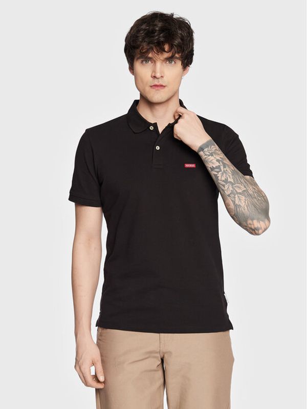 Guess Guess Тениска с яка и копчета Lyle M3GP60 K7O64 Черен Slim Fit
