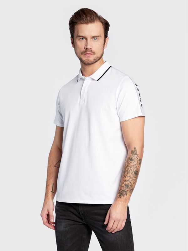 Guess Guess Тениска с яка и копчета M2YP25 KARS0 Бял Slim Fit