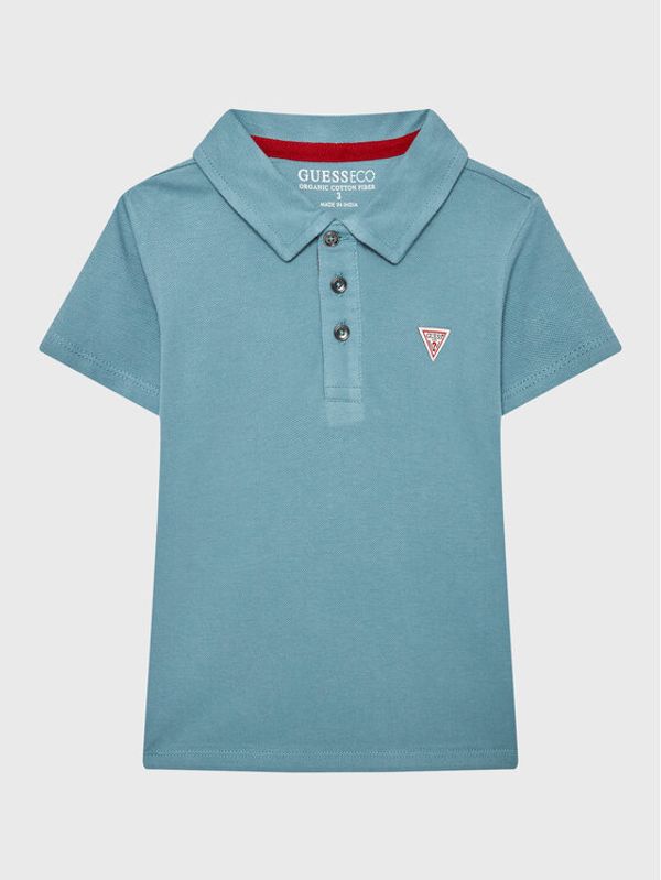 Guess Guess Тениска с яка и копчета N2GP03 KAPY0 Син Regular Fit