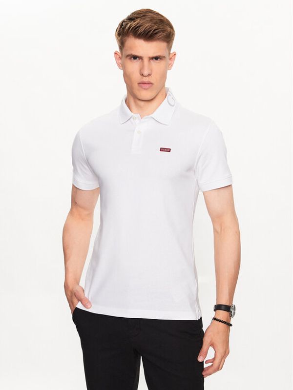 Guess Guess Тениска с яка и копчета Nolan M3YP66 KBL51 Бял Slim Fit