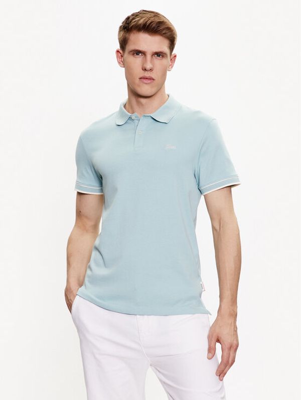 Guess Guess Тениска с яка и копчета Oliver M3GP66 KBL51 Зелен Slim Fit