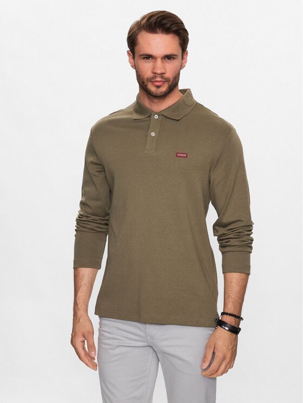 Guess Guess Тениска с яка и копчета Oliver M3YP36 KBL51 Зелен Regular Fit