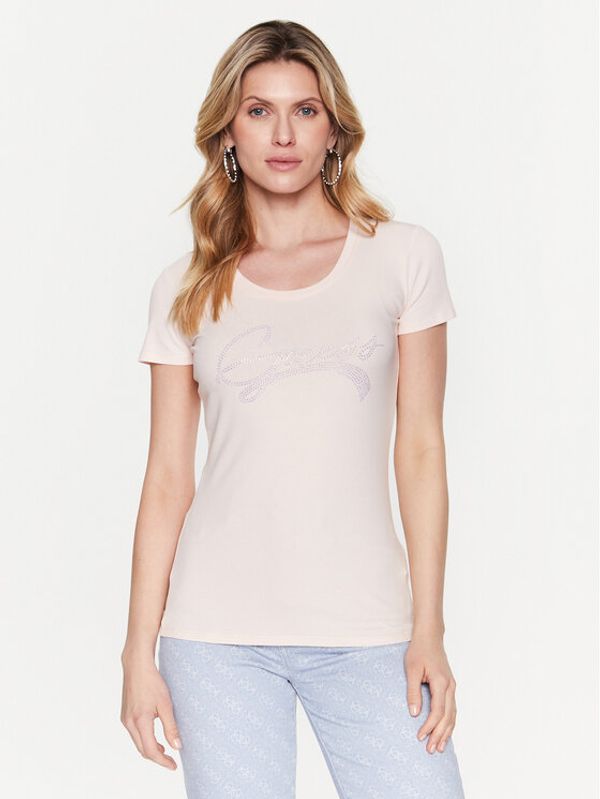 Guess Guess Тишърт Adelina W3RI14 J1314 Розов Slim Fit