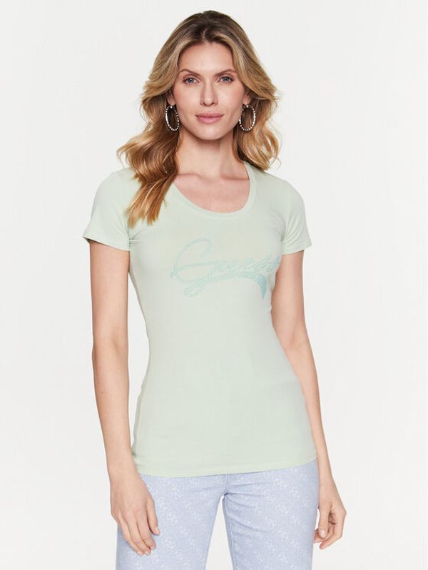Guess Guess Тишърт Adelina W3RI14 J1314 Зелен Slim Fit