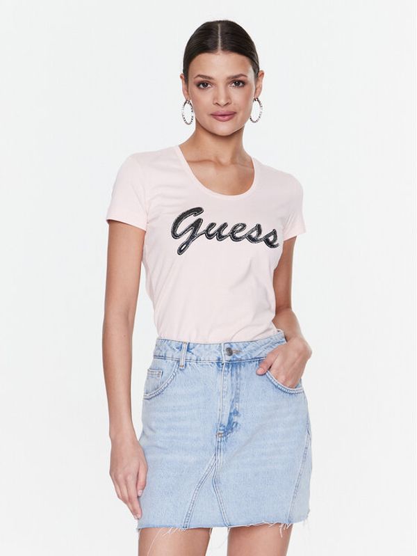 Guess Guess Тишърт Adriana W3RI50 J1314 Розов Slim Fit