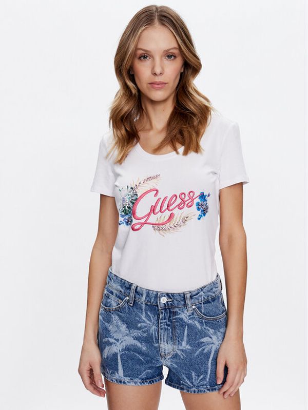 Guess Guess Тишърт Embellish Logo W3GI40 J1314 Бял Slim Fit