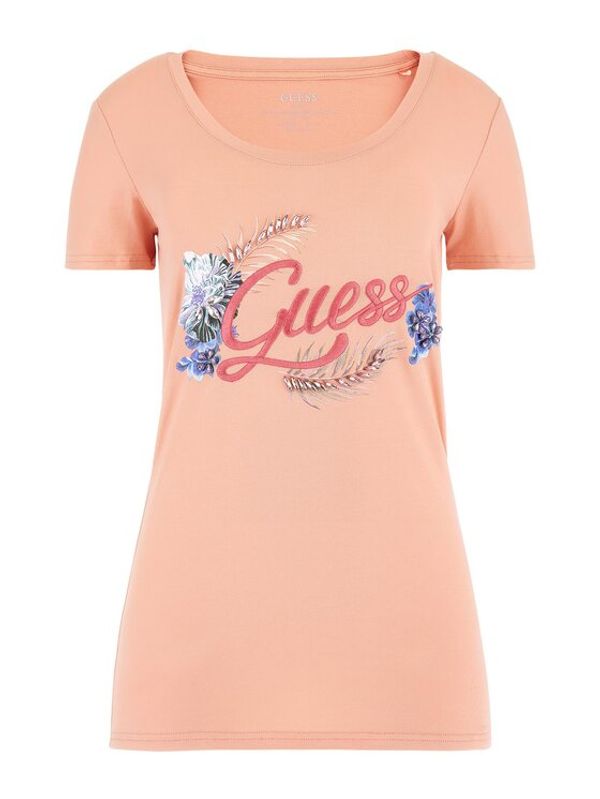 Guess Guess Тишърт Embellish Logo W3GI40 J1314 Розов Slim Fit