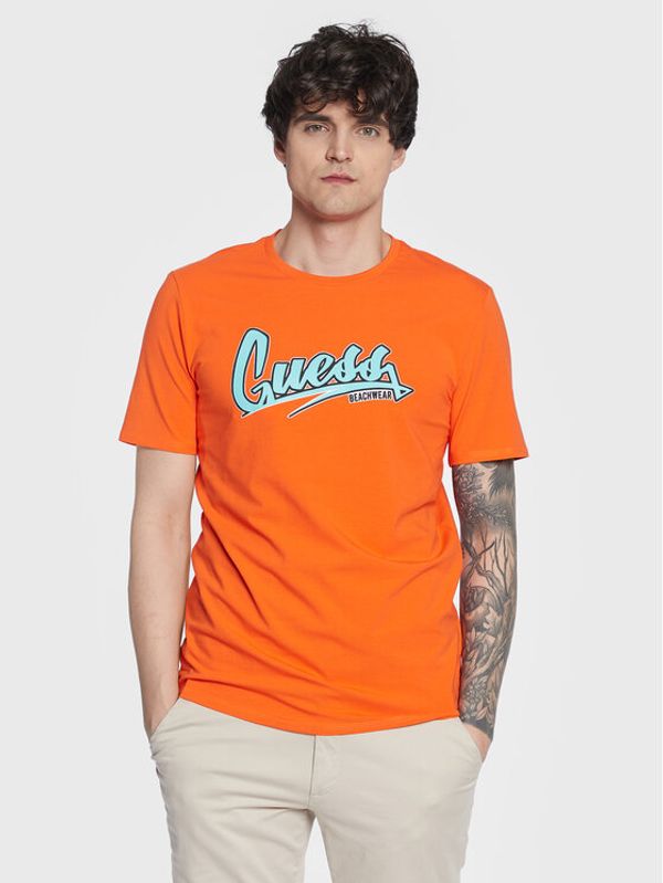 Guess Guess Тишърт F3GI10 J1314 Кафяв Slim Fit