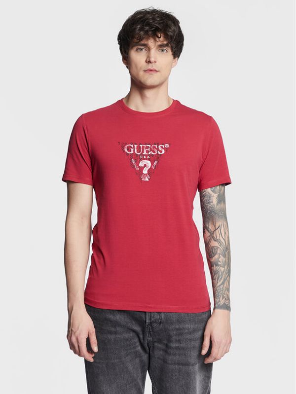 Guess Guess Тишърт Geo Triangle M3GI23 J1314 Бордо Slim Fit