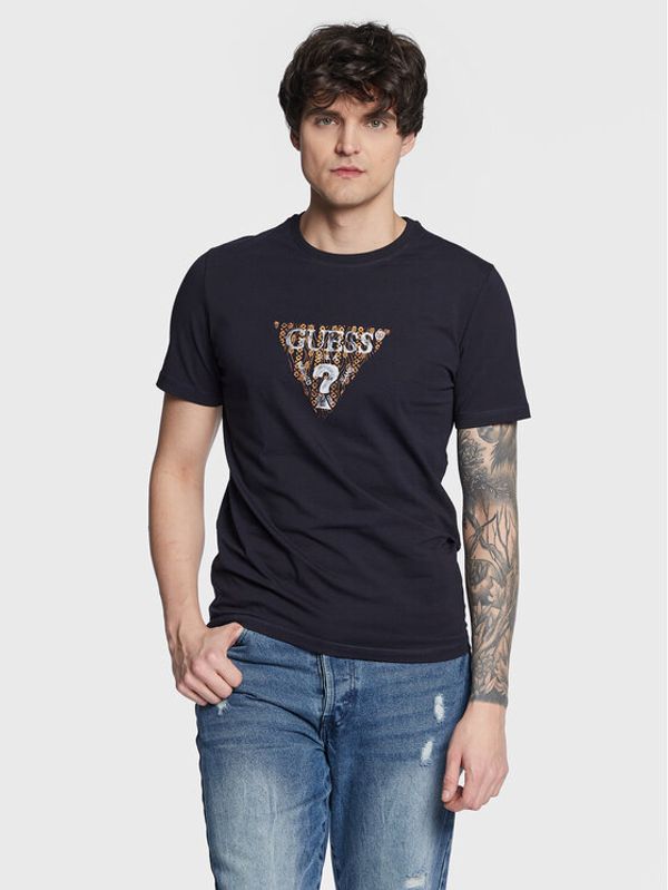 Guess Guess Тишърт Geo Triangle M3GI23 J1314 Тъмносин Slim Fit